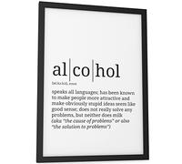 Papierschmiede® Définition Alcohol, A4 encadré en bois (noir) décoration murale pour salon, chambre à coucher, cuisine, salle à manger, image cadeau, tableaux, affiche dictionnaire anglais