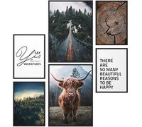 Papierschmiede® Set Mood Posters, Tableau Décoration Murale sans cadres « Nature sauvage » Bureau, Salon, Deco Chambre Parentale, Cuisine, 2x A4 et 4x A5, Galloway nature forêt bois