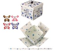 Papillon - 14,5 x 14,5 x 12,7 cm Boîte cadeau créative avec motif papillon explosif | Boîte cadeau romantique d'anniversaire et de Saint-Valentin pour fête et célébration