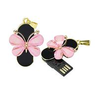 Papillon 64GB Clé USB 2.0 Forme Disque Mémoire Pen Drive Stockage Zip Date (Rose)