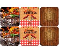 Papillon Absorbant Dessous de Verre Chaque avec Une Belle Impression Photo, Barbecue, Style, Lot de 6