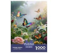Papillon and Fleur Puzzle 1000 Pièces Cadeau Unique intéressant Jeu Éduchatif Défi Jouet À De Qualité Supérieure Peinture Art pour Adultes Enfants 52x38cm/1000pcs