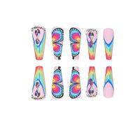 Papillon arc-en-ciel portant Nail Art pour femme, dégradé de couleur diamant incrusté Design, parfait pour un usage quotidien, cadeau