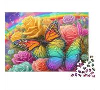 Papillon Arc en Ciel Puzzle 1000 Pièces Papier pour Adultes Motif Fleurs Coffret Puzzle 1000 Pièces Détente Cadeau 70x50cm/1000pcs