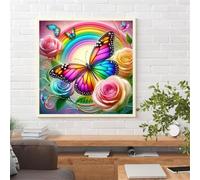 Papillon Arc-en-Ciel Rose Puzzle 500 Pièces pour Adultes, 45x45cm Puzzles Classiques 500 pièces, DIY Activité Familiale Jigsaw Puzzle Jeux, Unique Décoration Murale de la Maison Cadeau