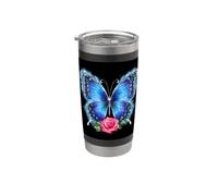 Papillon avec une magnifique reine des fleurs Gobelet isotherme en acier inoxydable double paroi