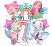 Papillon Ballon Anniversaire 7 Ans, Fée Arc-en-Ciel Étoile, Decoration Anniversaire Fille, pour Enfants Fête