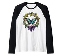 Papillon Bleu et Vigne de Raisin Diana Manche Raglan