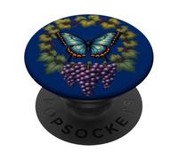 Papillon Bleu et Vigne de Raisin Diana PopSockets PopGrip Adhésif