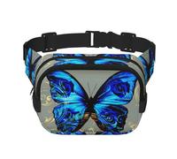 Papillon Bleu Imprimé Unisexe Carré Double Couche Sac De Taille Crossbody, Accessoires D'Entraînement, Noir, Taille Unique Noir, Taille Unique, noir, One Size