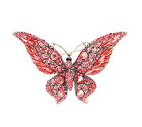 Papillon broche, broche en cristal brillant colorée pour femmes et filles (rouge)