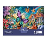 Papillon Carton Robuste Puzzle Classique 1000 Pièce Papillons Villes pour Adultes Enfants Impossible Difficile Décoration Murale 52x38cm/1000pcs