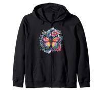 Papillon céleste avec accents floraux Art de la nature rêveuse Sweat à Capuche