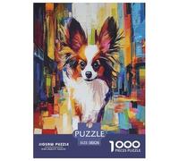 Papillon Chien Puzzles 1000 Pieces Cadeau Unique Jeu Éduchatif Challenge Toy À De Qualité Supérieure Peinture Art pour Adultes Et Enfants À Partir De 12 Ans 38x26cm/1000pcs