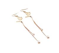 Papillon Dangle boucles d'oreilles avec Double perle glands plaqué or Shell papillon goutte boucle d'oreille Chic longue chaîne boucles d'oreilles bijoux cadeau pour les femmes