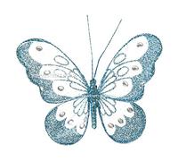Papillon de 14 cm avec strass et clip sur l'envers - Papillons de taille moyenne (bleu sarcelle)