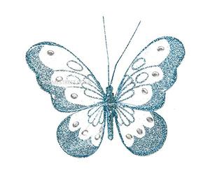 Papillon de 14 cm avec strass et clip sur l'envers - Papillons de taille moyenne (bleu sarcelle)