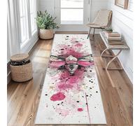 Papillon de Nuit Crâne Tapis de Couloir Aquarelle Tapis de Couloir Long 60 x 120 cm Passage Antidérapant Lavable en Machine D'entrée Chambre Salon Descente de Lit Poil Ras Rug i&S175