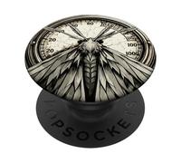Papillon de Nuit sur manomètre Vintage en Line Art - steampu PopSockets PopGrip Adhésif