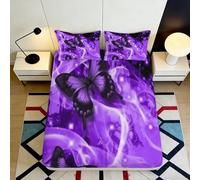 Papillon de rêve Drap Housse Microfibre 3D Imprimé Grande Profondeur Antidérapant Parure de Lit Housse Matelas Papillon Chambre 90x200x25cm