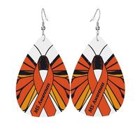Papillon De Sensibilisation À La Scléroses En Plaques Boucles D'Oreilles En Cuir Légères Pendantes Double Face Boucles D'Oreilles Pour Décorations Femme Quotidien