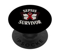 Papillon de Sensibilisation à la septicémie avec Ruban Rouge PopSockets PopGrip Adhésif