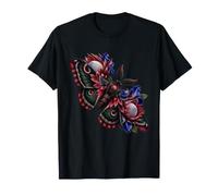 Papillon de sorcière Noire avec Protea Roi et Iris Indigo T-Shirt
