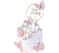 Papillon Décoration de Gâteau 11 Pièces Décoration Gâteau Papillon Gâteau Topper de Papillon Cupcake de Papillon Decoration Papillon Cake Topper, pour Décoration de Gâteaux (Rose)
