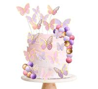 Papillon Decoration Gateau, 47 PCS Deco Gateau Anniversaire, 3D Papillon Cupcake Décorations, Boule Décoration Gateau pour Anniversaires, Vacances, Mariages, Baby Showers (A)