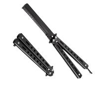 Papillon d'Entraînement - Peigne Pliable en Acier Inoxydable de Poche à Plumes et Cheveux, Accessoires (Noir)