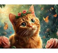 Papillon Diamond Painting Adulte,5D Diamond Painting Kit Complet, Ronde Diamond Peinture Chat Images Cristal Débutant Art Set Cadeau Femme pour Décoration Halloween Murale Maison 24x32in y0l-713