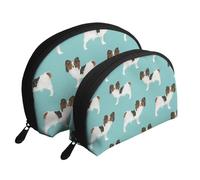 Papillon Dogs Chien épagneul Jouet Mignon, Trousse de Maquillage Coquille Femme Petit Porte-Monnaie Trousse de Toilette Trousse à cosmétiques 2 pièces