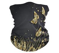 Papillon Doré À Feuilles Noires Bandana 26X30Cm Ultra-Douce Gaiter Séchage Rapide Écharpe Tube pour Sports Course À Pied Moto