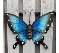 Papillon en acrylique à suspendre, résistant aux intempéries, décoration de jardin, terrasse ou véranda, multicolore, 25 x 20 cm (bleu)