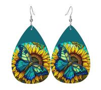 Papillon En Vitrail Femme Boucles D'Oreilles Faux Cuir Pendantes Dangle