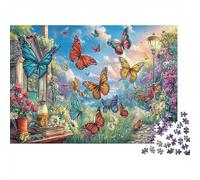 Papillon Fantasy Bundle Puzzle 1000 Pièces Passionnés, Carton Solide,Papillon Cottage Garden Décoration Murale Maison, Exposition Murale, Cadeau Familial, Plaisir W nd 70x50cm/1000pcs