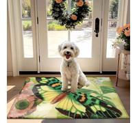 Papillon Floral Non-Slip Absorbant Tapis de Porte d'Entrée, Couloir, Cuisine - Coloré Design Naturel