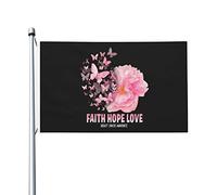Papillon Foi Espoir Amour Sensibilisation Au Cancer Du Sein Drapeau Double Face Drapeau De Cour Résistant Aux Intempéries Décoration Bannière 90X150Cm Pour Anniversaires Accessoires Extérieure