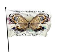 Papillon Inspiration Citation Jardin Drapeau 0,9 x 1,5 m Trouver étonnant dans des choses simples Animaux tropicaux Polyester Yard Drapeaux Maison Patio Pelouse Intérieur Extérieur Bannière de vœux