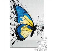 Papillon Jaune Bleu Puzzle 1000 Pièces Adultes Enfants Animaux Puzzles 1000 Pièces Durable Jeux De Puzzle Cadeau 1000pcs (75x50cm)