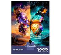 Papillon Jour Nuit 1000 Pièces Puzzle Classique Fantaisie à Deux Mondes Coffret Puzzle Carton Épais - Ultra Dur, Détente Et Créativité, Idéal pour Loisirs Indoor Et Petits Cadeaux 52x38cm/1000pcs
