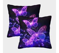 Papillon Lumineux Imprimé Coloré Coussin Confortable Housse d'oreiller pour La Maison Canapé Coussin Décoratif Cadeau Jetée 40x40cm,Paquet De 2