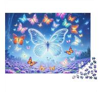 Papillon Lumineux Puzzle 1000 Pièces Papier pour Adultes Scène Nocturne Jeu de Puzzle 1000 Pièces Famille Décoration Détente Cadeau 38x26cm/1000pcs