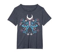 Papillon Magique avec Fleurs en Couleurs du Drapeau Trans T-Shirt, Femme Grandes Tailles, Bleu Chiné, 5X