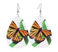 Papillon Monarque Avec Espoir : Sensibilisation Aux Maladies Rénales Boucles D'Oreilles En Cuir Forme De Goutte Légères Boucles D'Oreilles Pendantes Amusantes Boucle D'Oreille