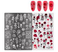 Papillon Nails Art Stamping Plaques Modèle Français Fleurs Pochoir Timbre Décoration Manucure Outil Ongles Français Stamping Plaques Fleurs Nail Stamps Pochoirs Manucure Outil