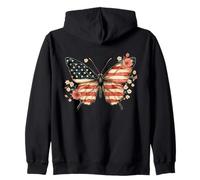 Papillon patriotique floral floral drapeau américain USA femme Sweat à Capuche