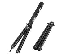 Papillon Peigne Entraînement ZOKJSW, Sécurité Peigne Rotatif Papillon, Peigne Papillon Pliant, Peigne à Ressort Cheveux Tondeuse Métal Outil Peigne Couteau Papillon Style Papillon pour Pratique (Noir)
