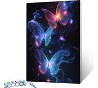 Papillon Peinture Numero Adulte, Peinture par Numero Adulte RêVe sur Toile, DIY Loisirs Créatifs, Canevas Kit Complet avec Acrylique et Pinceaux, Tableau Decoration Murale Cadeau 90x120cm 5-3550