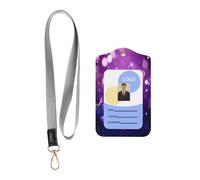 Papillon - Porte-badge d'identification en cuir synthétique de qualité supérieure double face avec cordon confortable pour bureau, soins de santé, école | Fenêtre étanche facile à scanner